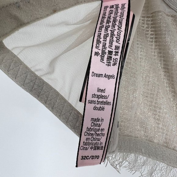 Victoria's Secret Dream Angels Bustier Gold Chantilly Lace Lined Strapless - Picture 12 of 12